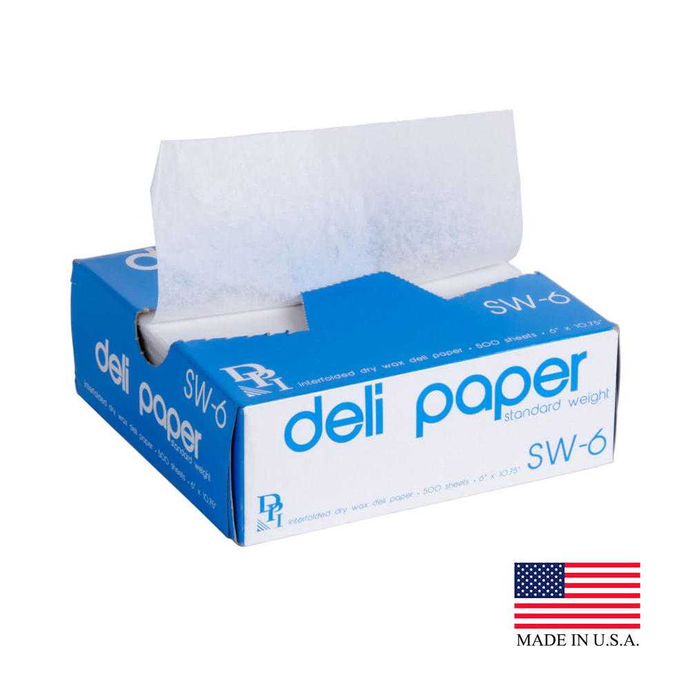 SW-6 6"x10.75" White Deli Wax Pop-Up Sheets 12/ 500 cs