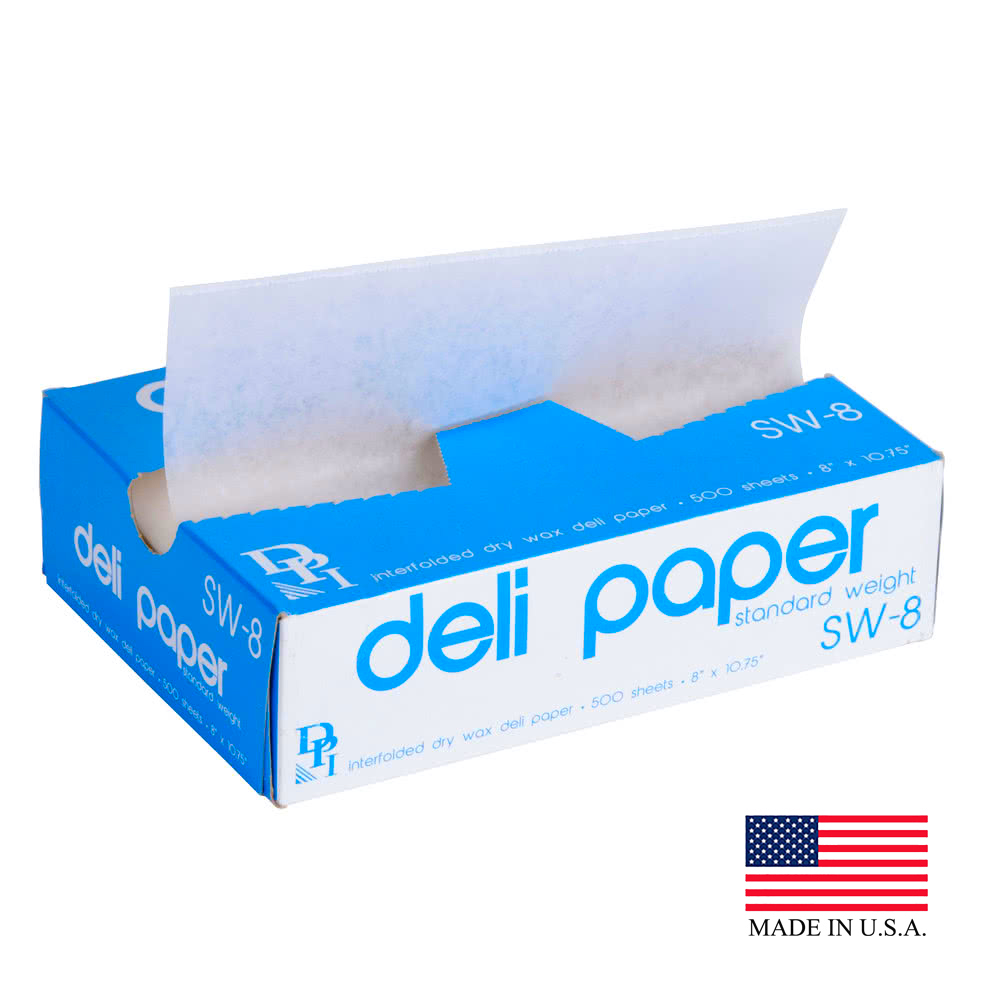 SW-8 8"x10.75" White Deli Wax Pop-Up Sheets 12/ 500 cs - SW-8 8X10.75" WAX DELI SHEETS