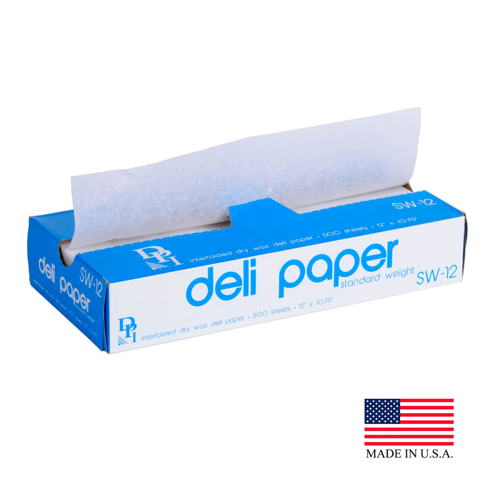 SW-12 12"x10.75" White Deli Wax Pop-Up Sheets 12/500 cs - SW-12 12X10.75" WAX DELI SHEET