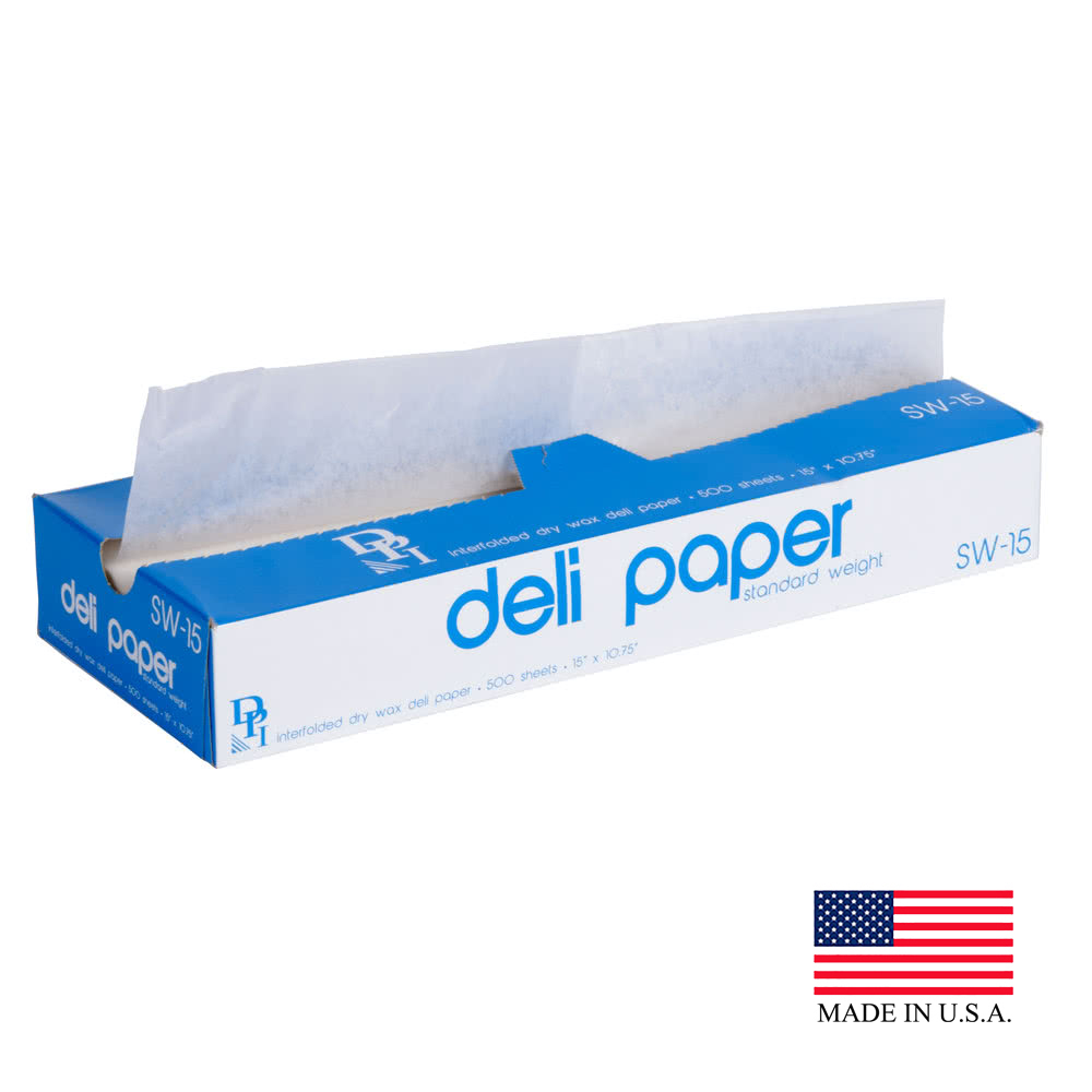 SW-15 15"x10.75" White Deli Wax Pop-up Sheets 12/500 cs