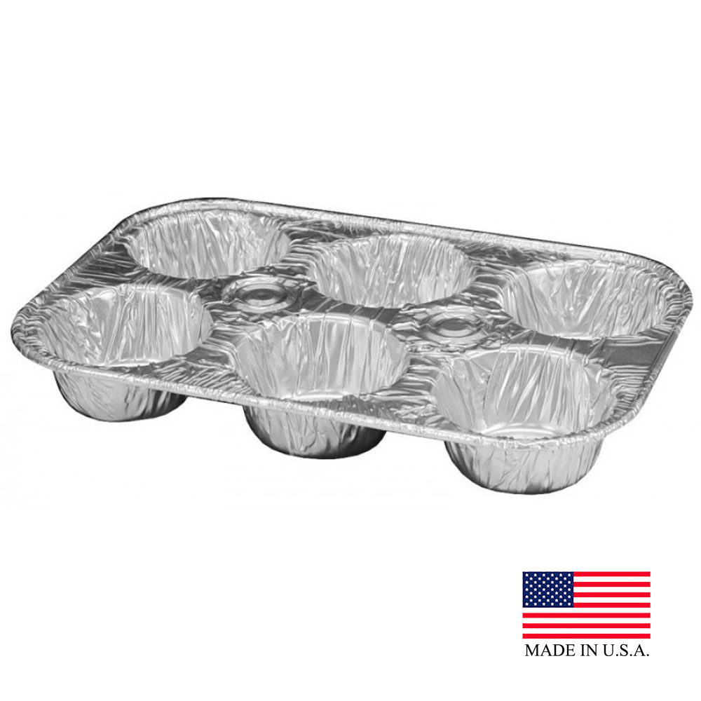 1500-30 Aluminum  6 Cavity Muffin Pan Bulk 500/cs