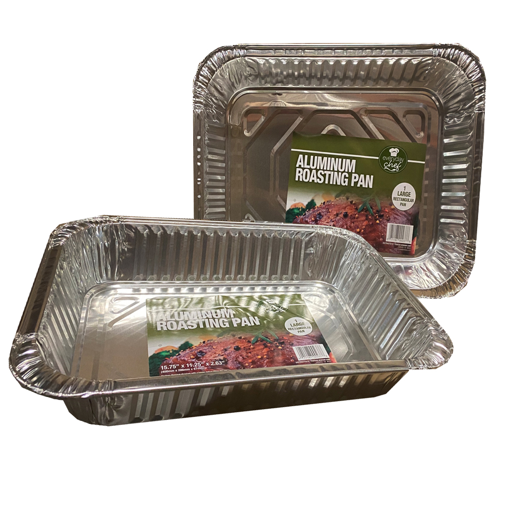 4137143073 Aluminum Heavy-Duty Rectangular RoasterPan w/ Retail Label in Display Box 50/cs