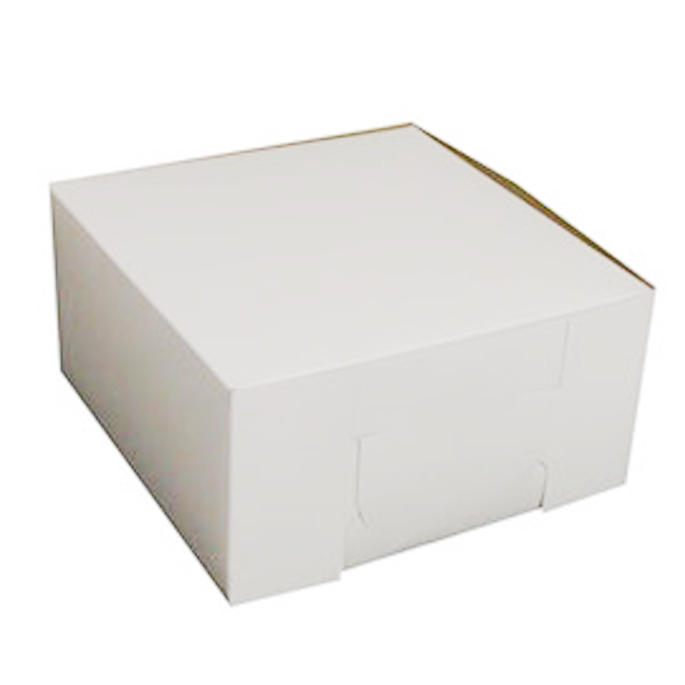 10105B-261 Cake Box 10"x10"x5" White Clay Coated 1 pc Lock Corner 100/pk