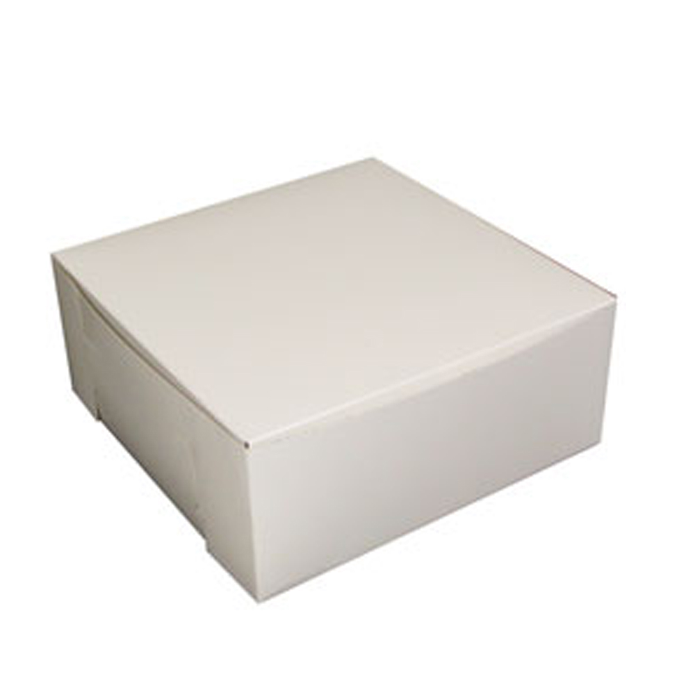 12125B-261 Cake Box 12"x12"x5" White Clay Coated Recycled Cardboard 1 pc Lock Corner 100/bd