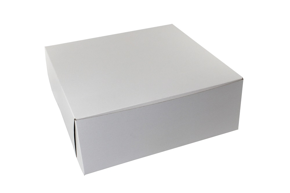 16166B-261 Cake Box 16"x16"x6" White Clay Coated Recycled Cardboard 1 pc Lock Corner 50/pk - 16166B-261 WH 16X16X6 CAKEBOX