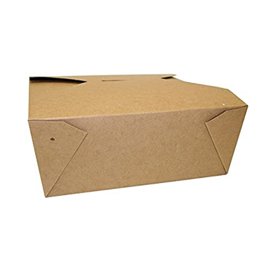 MPK6K Food Box 8.5"x8.5"x3.5" Kraft #6 Cardboard  Grease Resistant 4/30 cs - MPK6K #6 KFT MEYERPAK CONTAINR