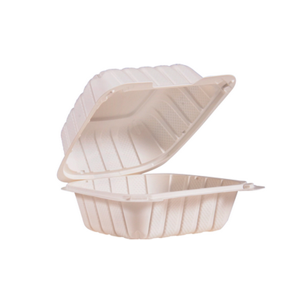 66MFPPHT1 White 6" Polypropylene Hinged Container 4/75 cs