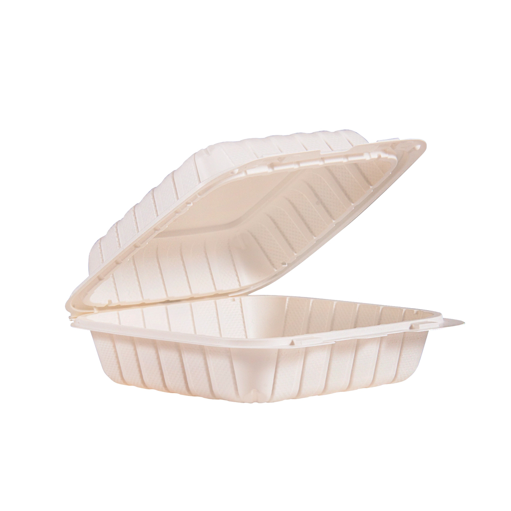 88MFPPHT1 White 8" Polypropylene Hinged Container 2/75 cs