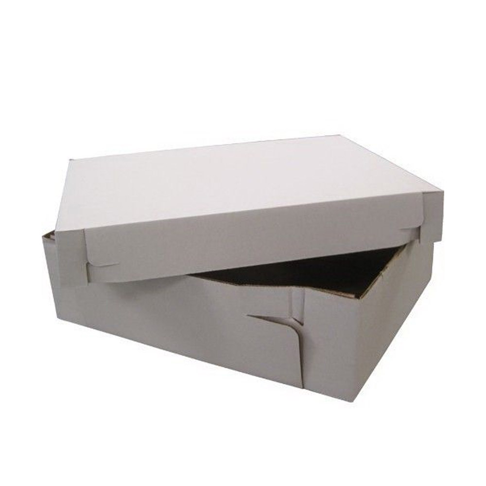 2PB28185 White Cake Box 28"x18"x5" Corrugated 2 pc 25/BD - 2PB28185 CORR 28X18X5 2PC BOX