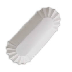 610740 White 6" Paper Fluted Hot Dog Tray 6/500 cs - 610740 6/8 HOT DOG TRAY