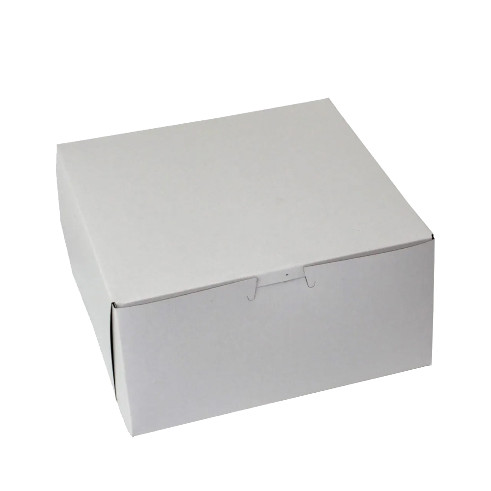 884B-261 Cake Box 8"x8"x4" White Recycled Cardboard 200/bd - 884B-261 WHITE 8X8X4 CAKE BOX
