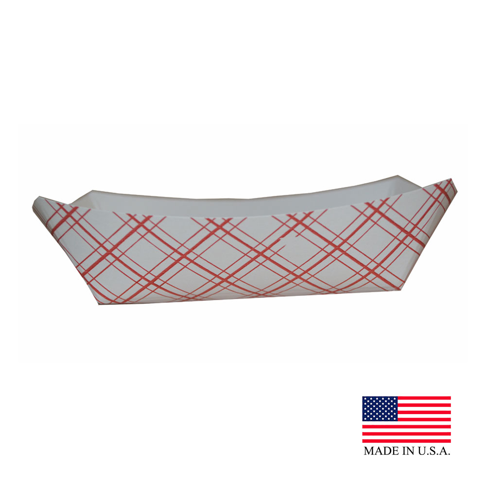 8701 Red Plaid #100 Food Tray 4/250 cs - 8701 PLAID #100 FOOD TRAY