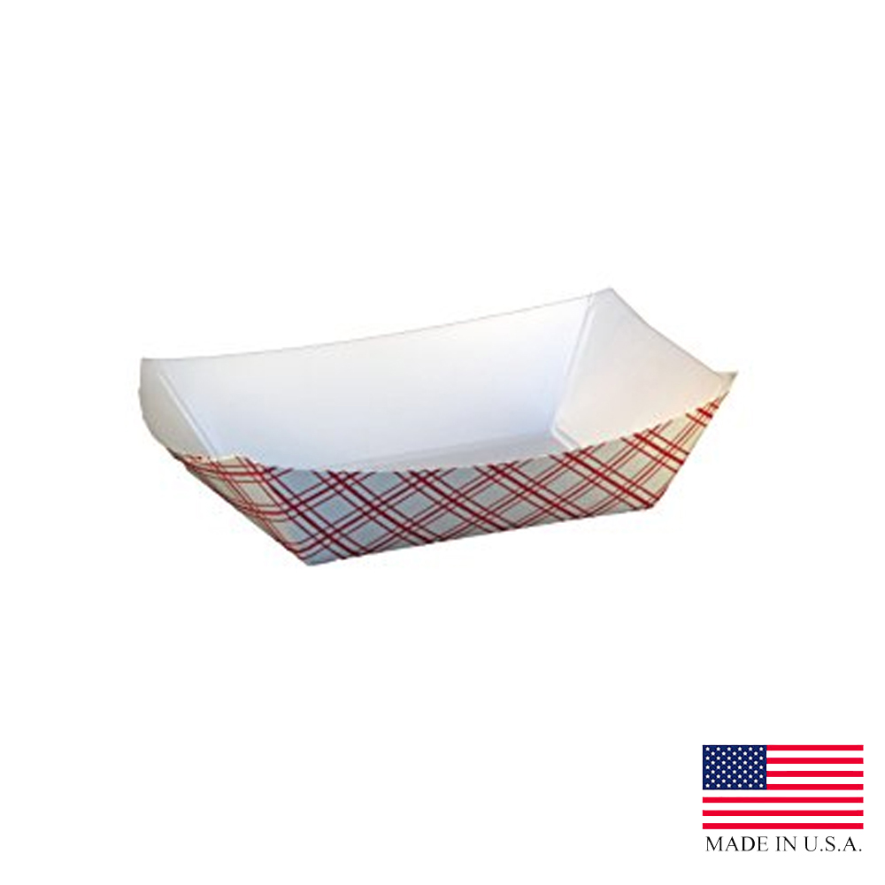 8702 Red Plaid #200 Food Tray 4/250 cs - 8702 PLAID #200 FOOD TRAY