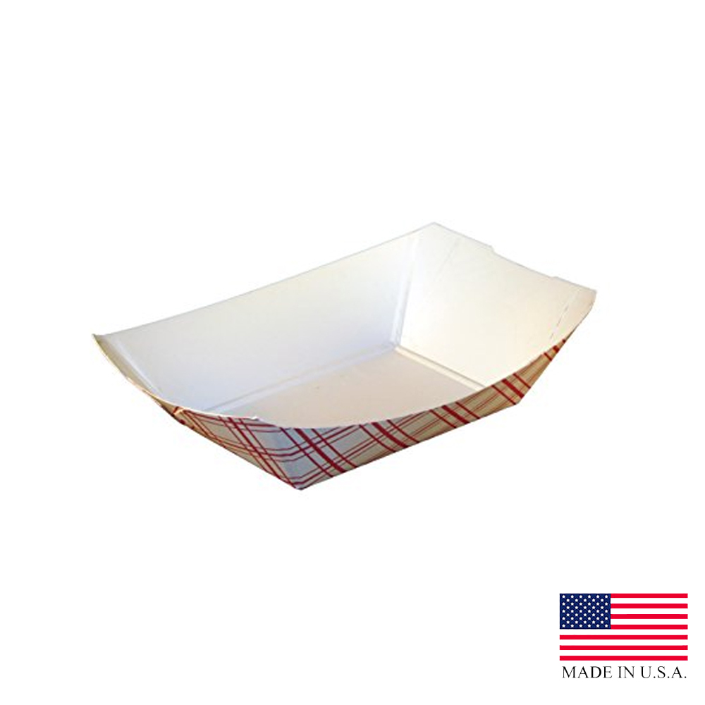 8708 Red Plaid #50 Food Tray 4/250 cs - 8708 PLAID #50 FOOD TRAY