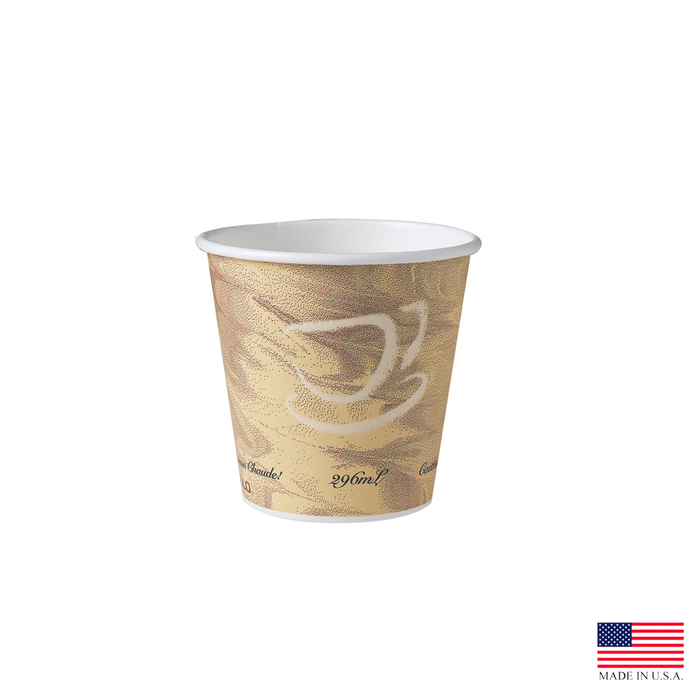 510MS Mistique Design 10 oz. Poly Coated Squat Paper Hot Cup 20/50 cs