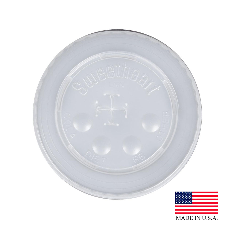 L16BL-0100 Translucent 16 oz. Polystyrene Straw Slot Lid w/ID Buttons 16/125 cs - L16BL-0100 16z TRANS S/SLT LID