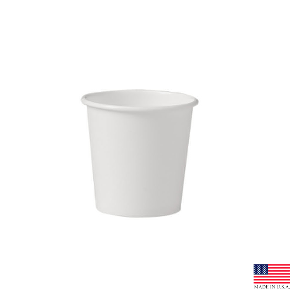 374W-2050 White 4 oz. Poly Coated Paper Hot Cup 20/50 cs
