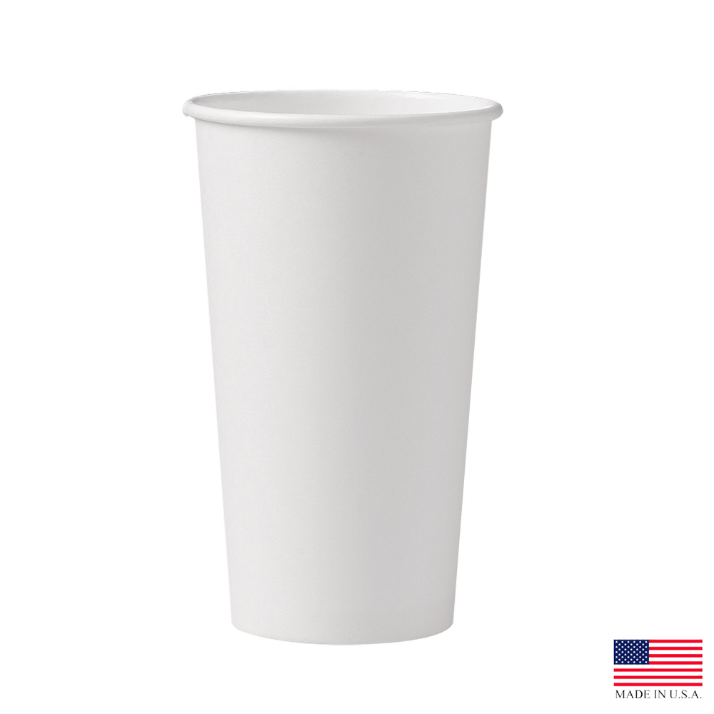 420W-2050 White 20 oz. Poly Coated Paper Hot Cup 15/40 cs - 420W-2050 20z WHT HOT CUP