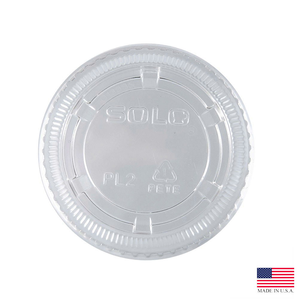 PL200N Ultra Clear 2 oz. PET No Slot Souffle Lid 20/125 cs