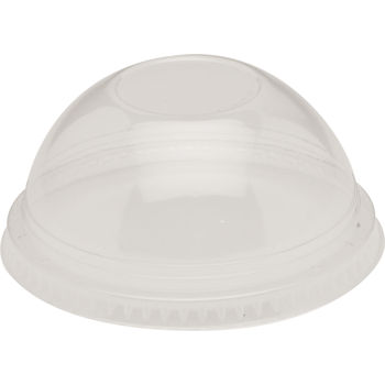 DLKC16/24NH/9808060 Greenware Clear 16 oz. Compostable Dome Lid w/No Hole 10/100 cs - DLKC16/24NH/9808060 CL DM NOHL