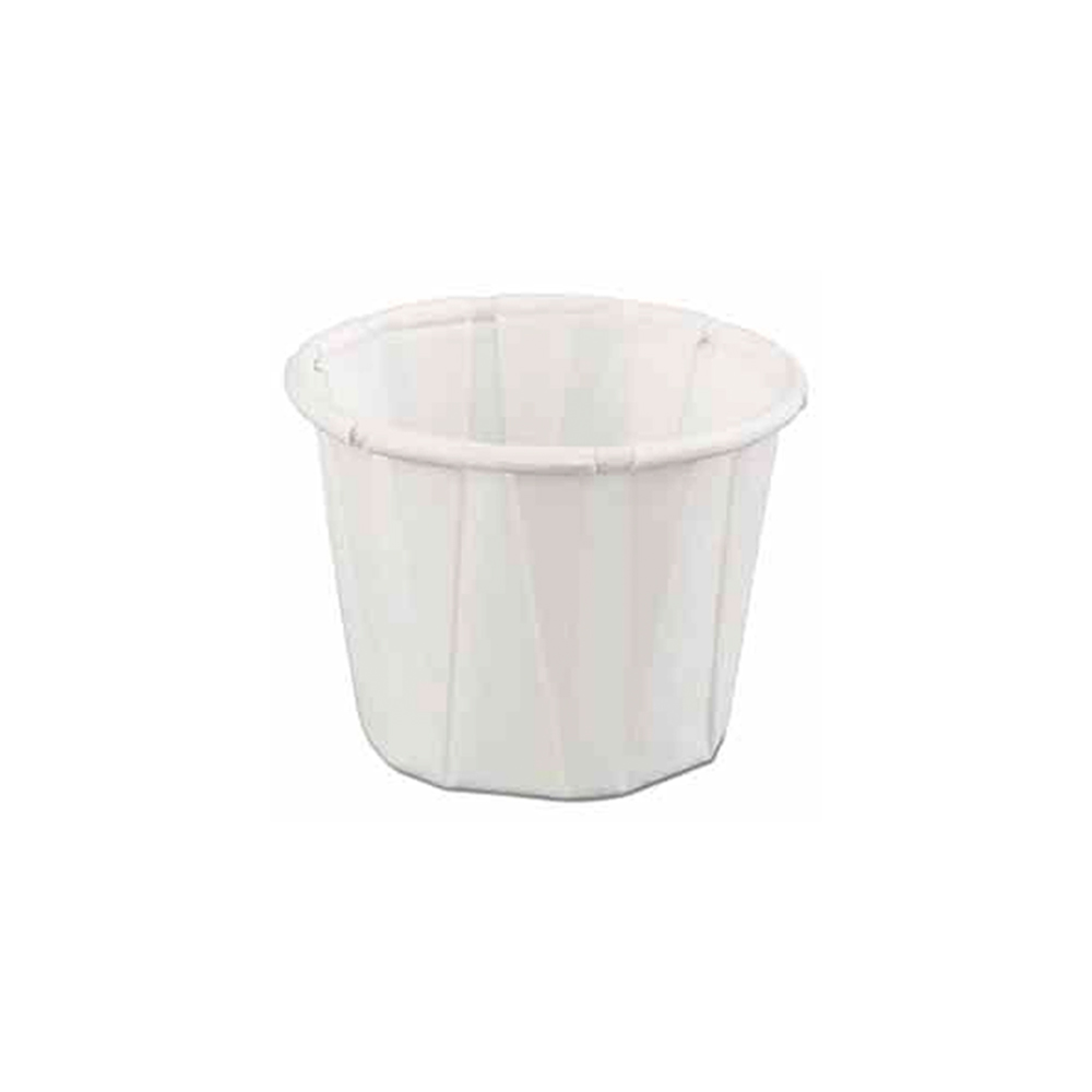 F200 White 2 oz. Pleated Paper Portion Cup 20/250 cs - F200 2z PLTD PAP PORTION CUP