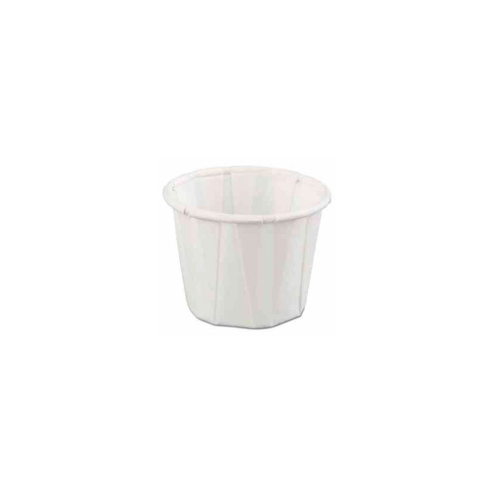 F075 White .75 oz. Pleated Paper Portion Cup 20/250 cs - F075 3/4z PLTD PAP PORTION CUP
