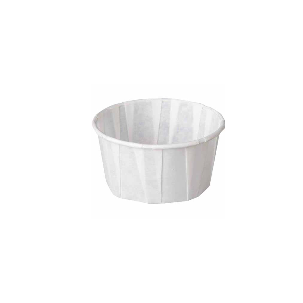 F400 White 4 oz. Pleated Paper Portion Cup 20/250 cs - F400 4z PLTD PAP PORTION CUP