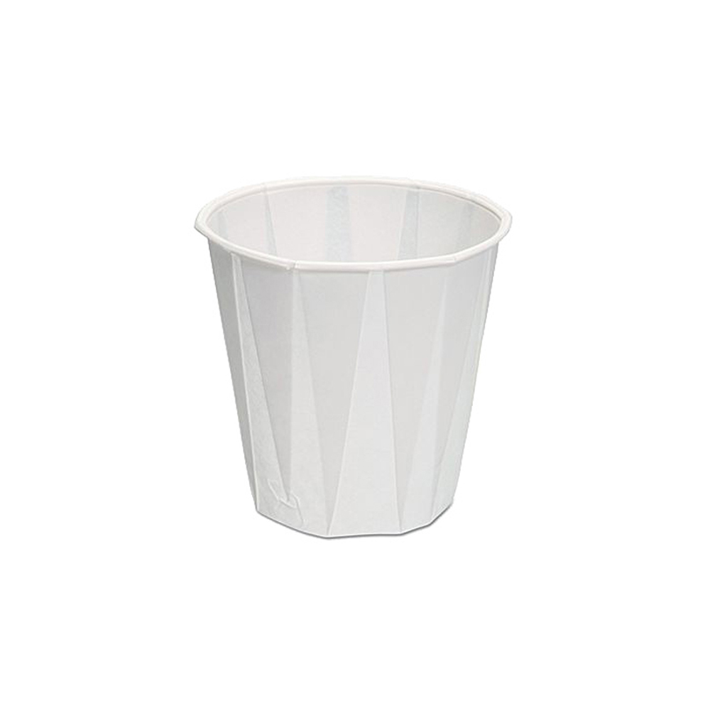 W500F White 5 oz. Pleated Paper Water Cup 25/100 cs - W500F 5z PLTD PAPER WATER CUP.
