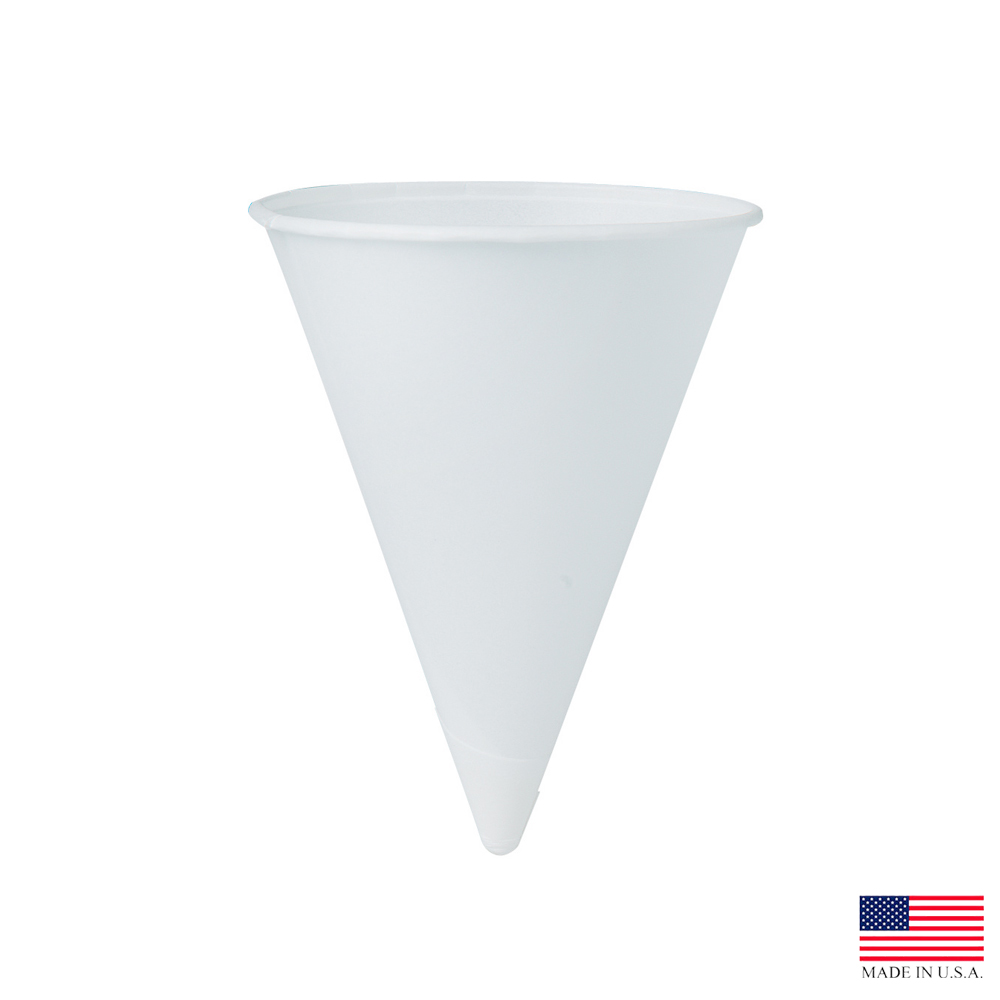 4R-2050 Bare White 4 oz. Paper Cone Water Cup 25/200 cs - 4R-2050 4z CONE WATER CUP