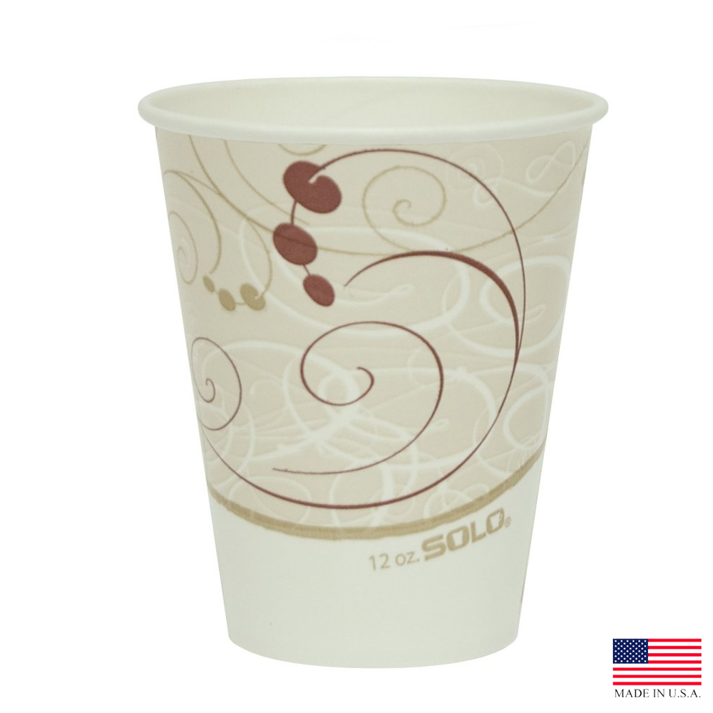 RP12SP-J8000 Symphony Design 12 oz. Poly Coated Squat Paper Cold Cup 25/80 cs - RP12SP-J8000 12z SYMP SQT CCUP