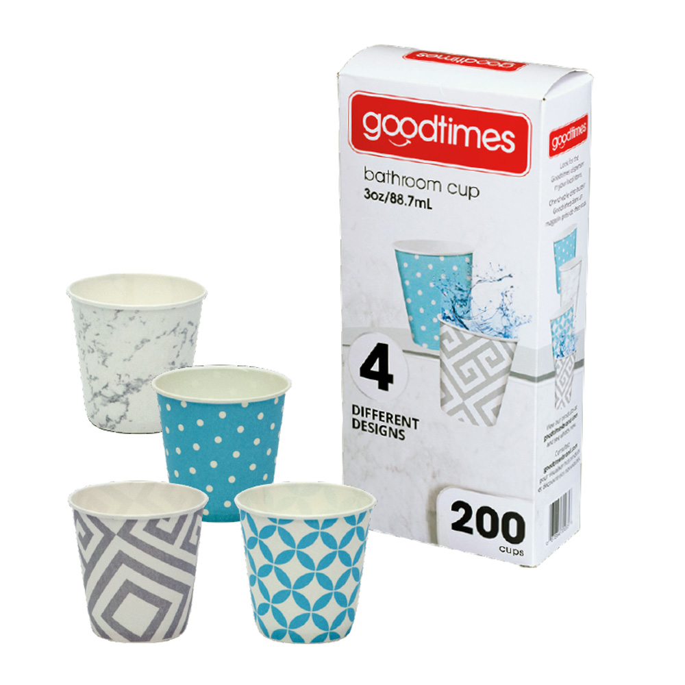 GT035 Printed  3 oz. Paper Cups - 4 Designs 200 Count 12/200 cs - GT035 3z PAPER CUP 4 DESIGNS