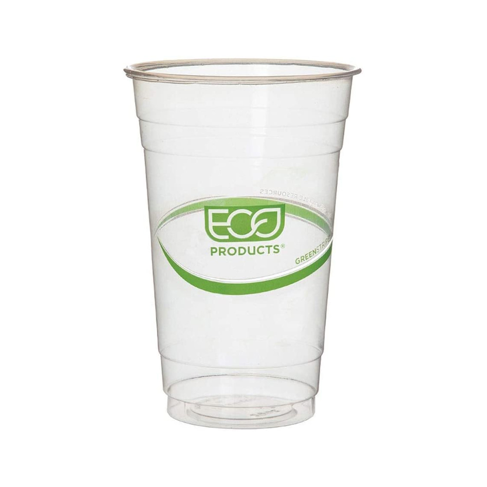 EP-CC16-GS Green Stripe Clear 16 oz. Compostable Cold Cup 20/50 cs - EP-CC16-GS 16z CMPST CLR CCUPS