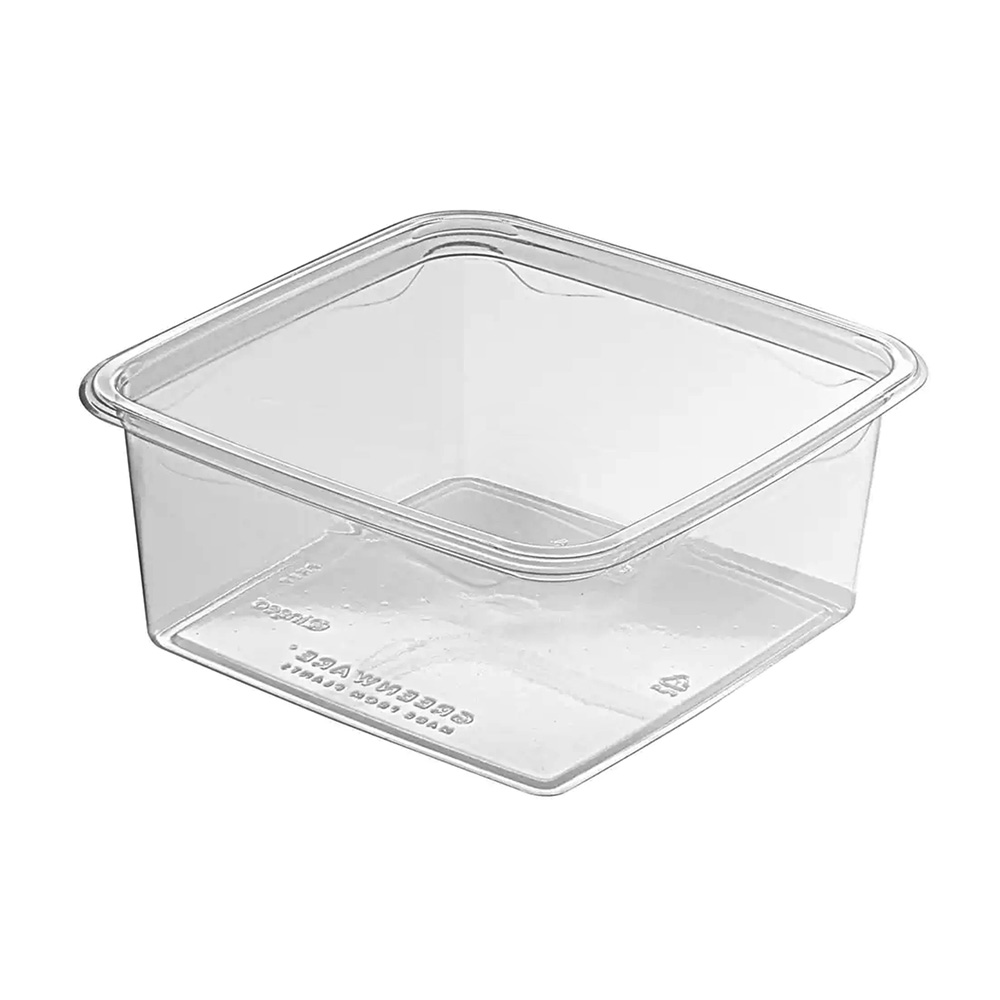 GS6-1/9509508 Greenware Clear 32 oz. Square 1 Compartment Compostable Container 6/50 cs - 9509508 32z SQ CL COMPSTBL CON