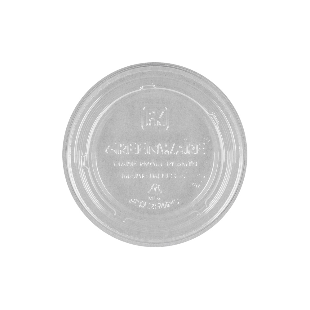 GXL250PC/9509321 Greenware Clear 2 oz. Compostable Souffle Lid 20/125 cs - GXL250PC/9509321 CL LID/GPC200