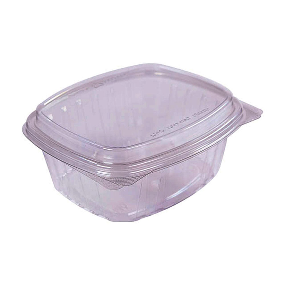 WT32-D Clear 6.29"x7.2"x3.01 32 oz. PET Container 200/cs - WT32-D 32z CLR RECT HNGD CONT