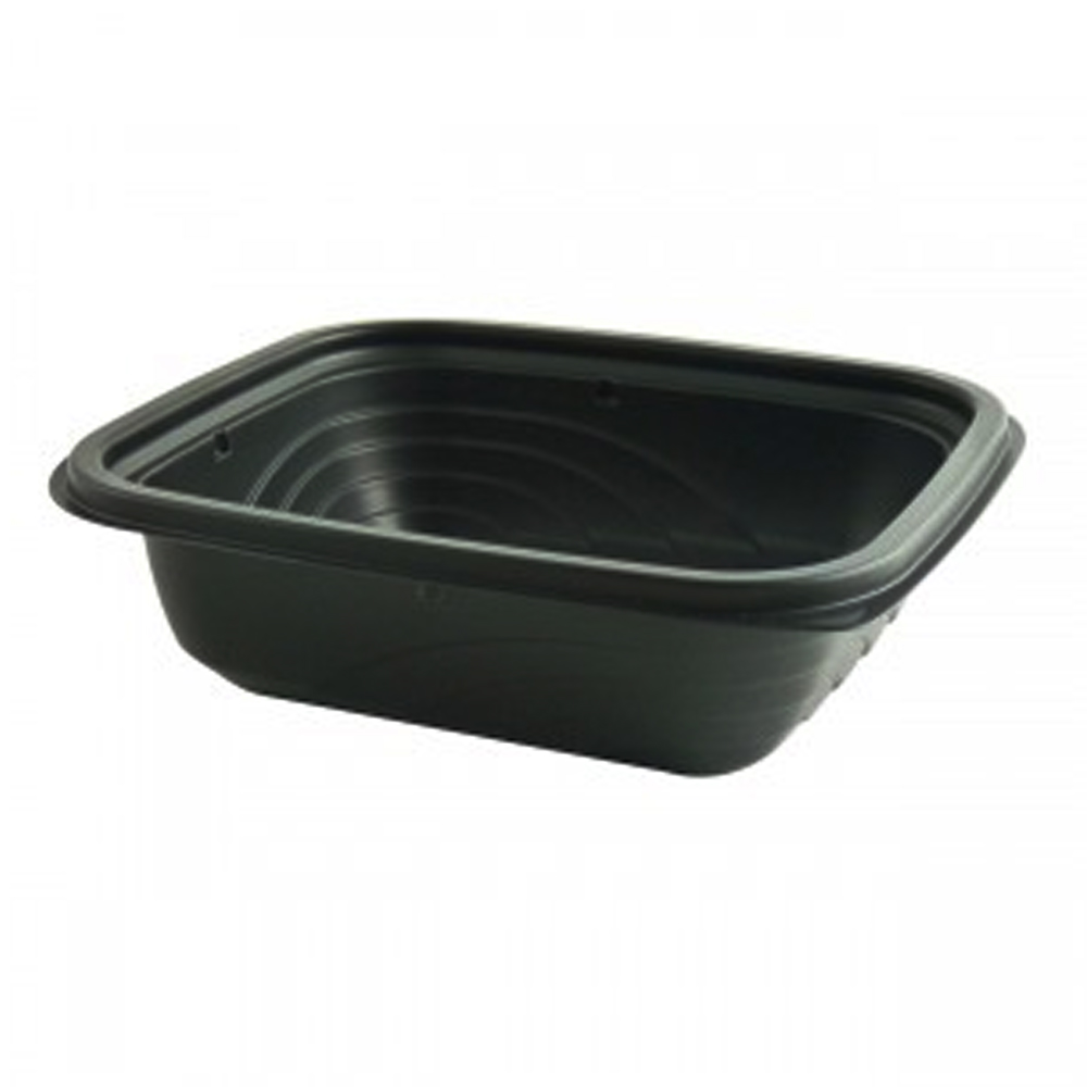 Microraves Black 16 oz. Rectangular Plastic       Microwavable Container CH1-16