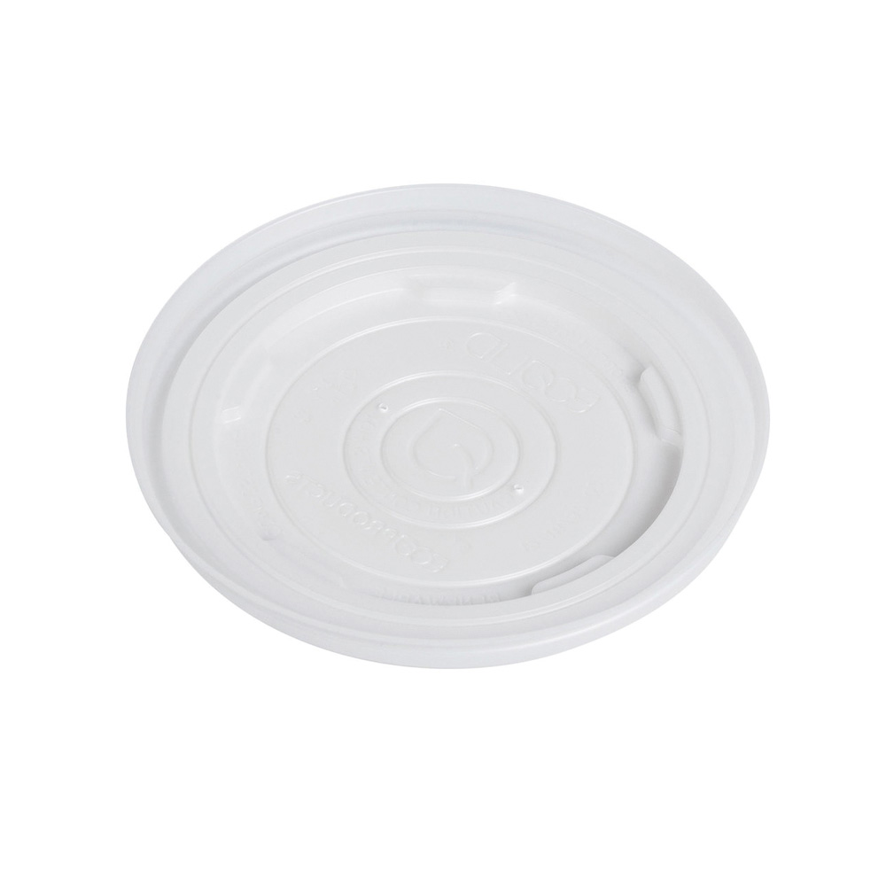 EP-ECOLID-SPL EcoLid White 12-32 oz. Compostable Container Lid 10/50 cs