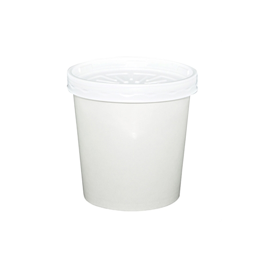 D16RBLD White 16 oz. Poly Coated Paper Soup Container & Plastic Lid Combo 10/25 cs - D16RBLD WHT 16z PL LID SOUPCMB