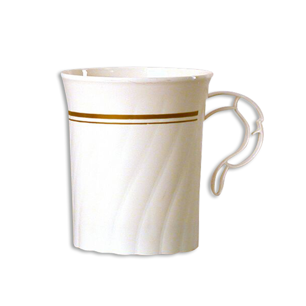 CWM8192IPREM Classicware Coffee Mug 8 oz. Ivory w/Gold Trim Plastic 24/8 cs - CWM8192IPREM 8z IVRY/GOLD MUG