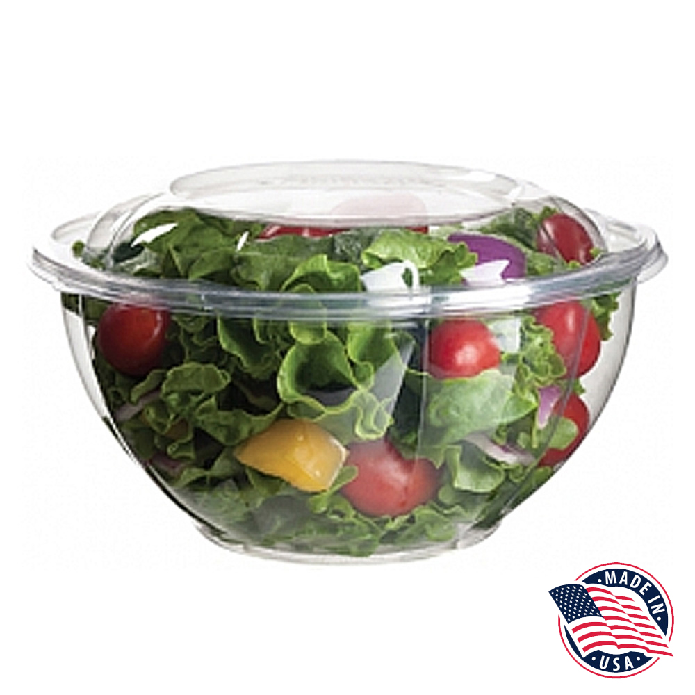 SB32 Clear 32 oz. PET Salad Bow & Lid Combo 150/cs