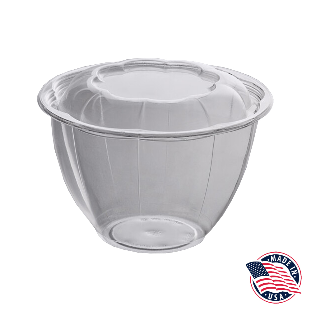 SB48 Clear 48 oz. PET Salad Bowl w/Lid Combo 150/cs