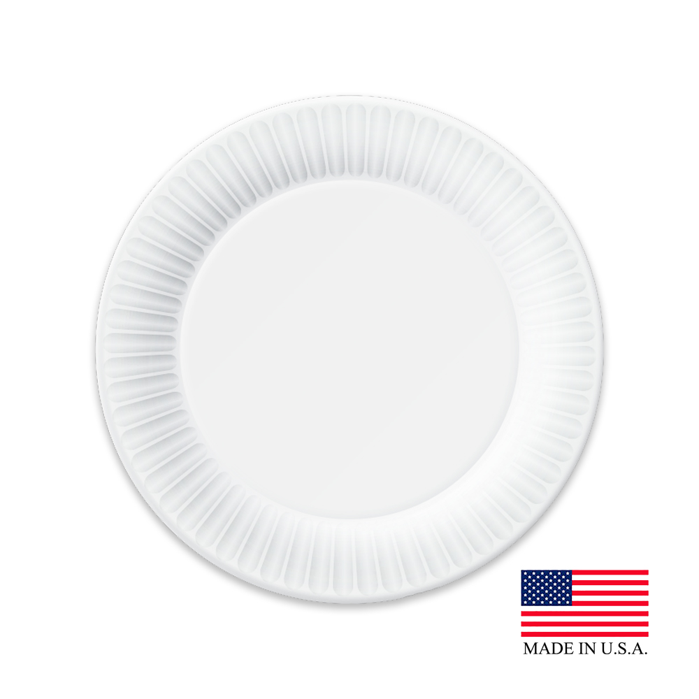 16129 White 8 3/8" Heavy Coated Paper Plate 4/125 cs