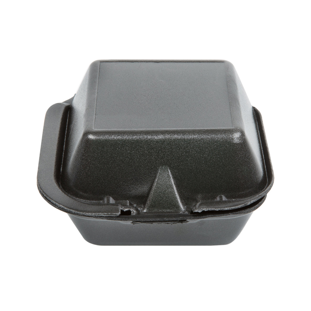 SN225-3L Black 6" Square Foam Hinged Container  4/125 cs - SN225-3L BLK 6" HINGED CONT