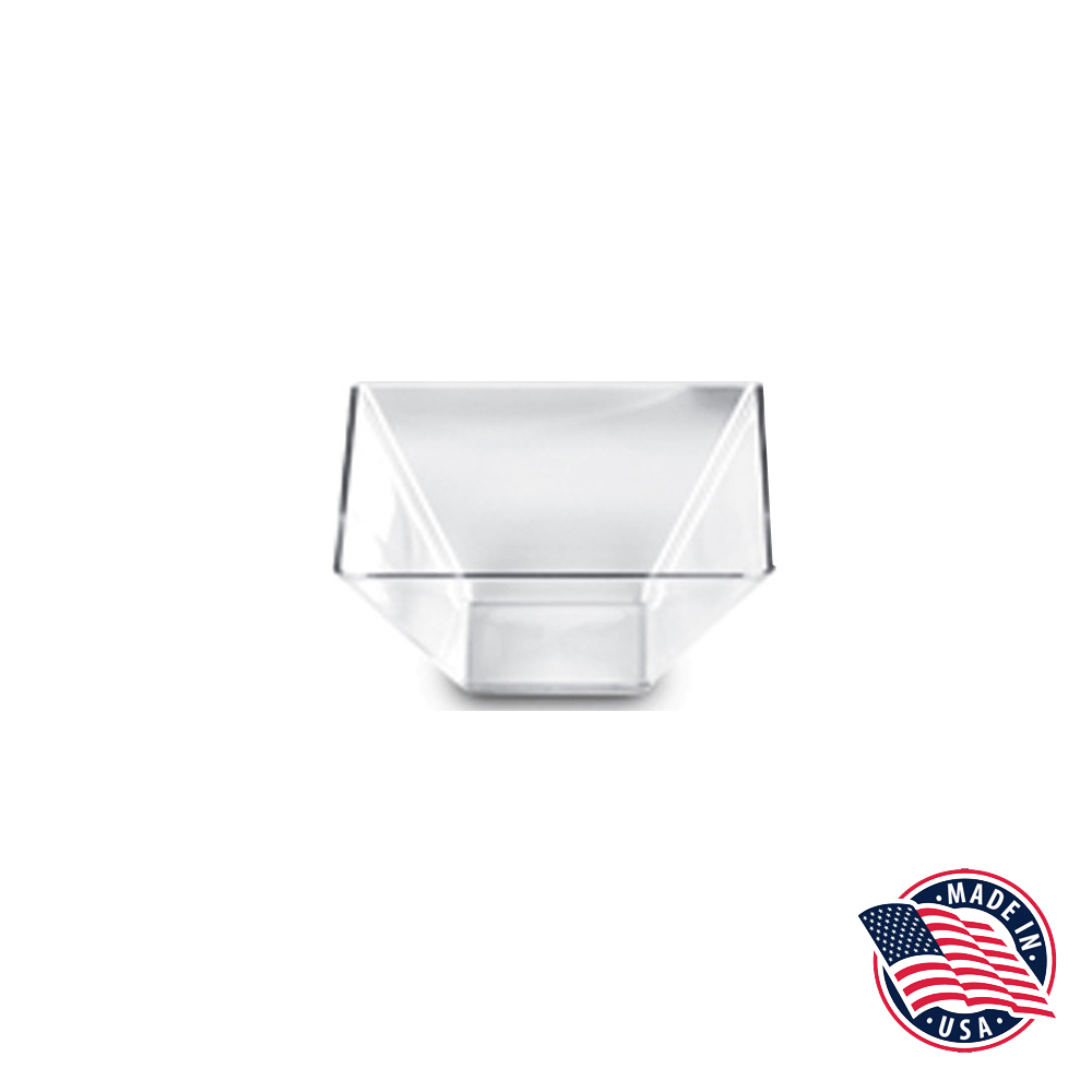 261 Clear 1 Qt. Square Plastic Bowl 25/cs - NCC261 CLR 7x3 1QT SQR BOWL