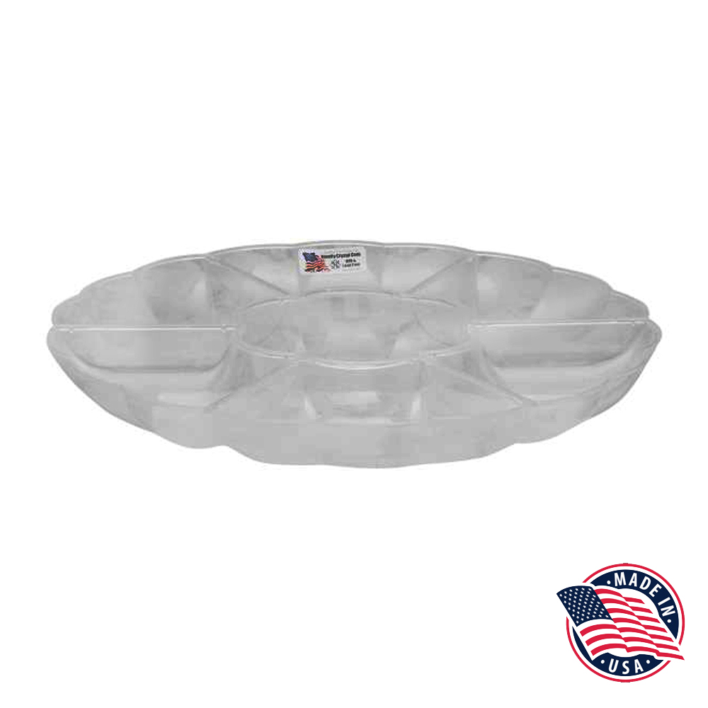 81100 Clear 16" 7 Compartment Plastic Dip Tray 6/cs - 81100/292 CLR 16" 7COM DIPTRAY