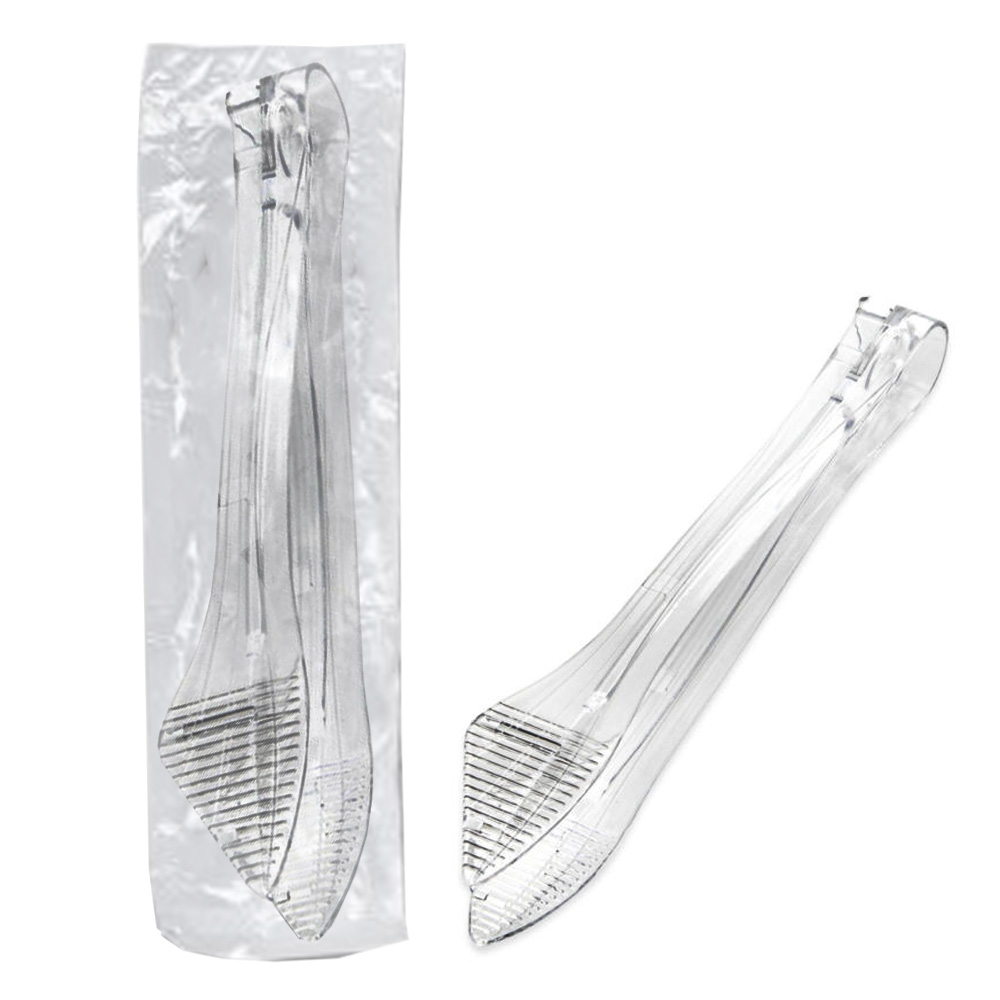 826 Wrapped Clear 9" Serving Tongs 36/2 cs - 826 CLEAR 9" TONGS 36/2ct WRPD