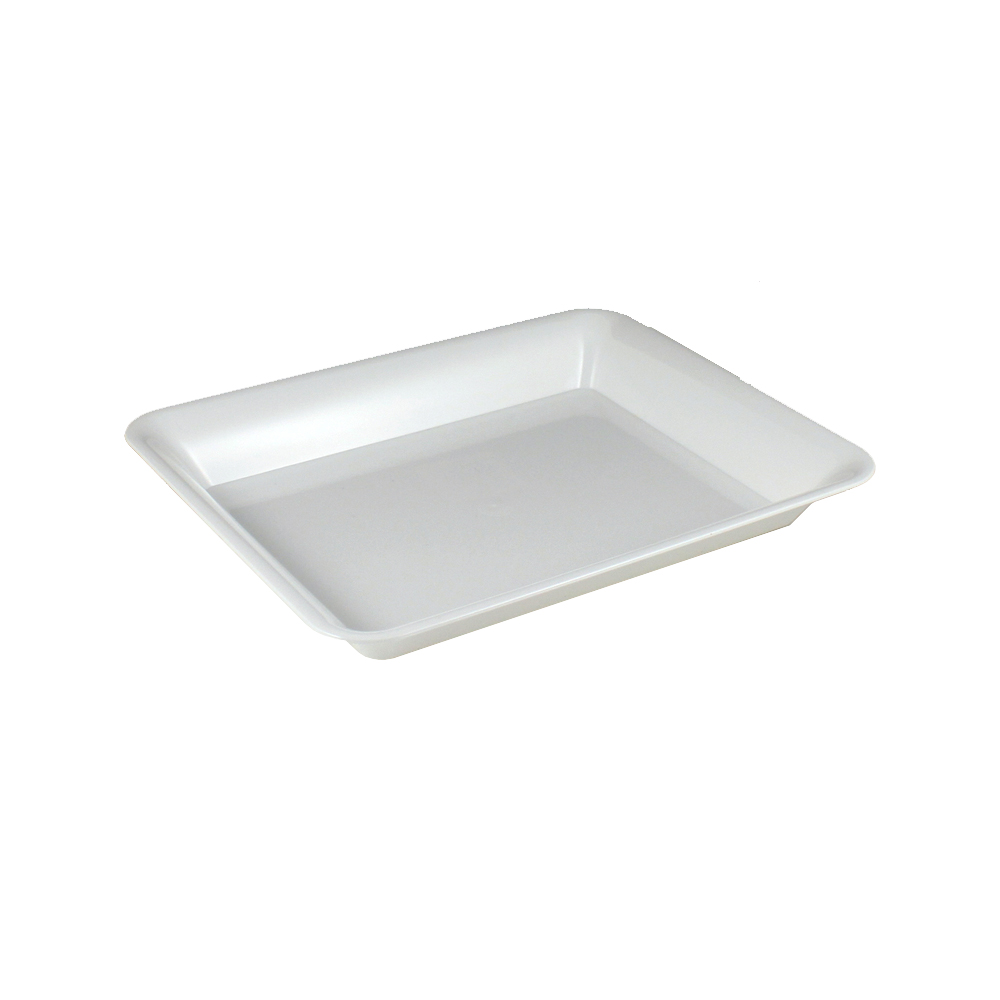 MPI01080W White 8"x10" Plastic Rectangular Tray   25/cs