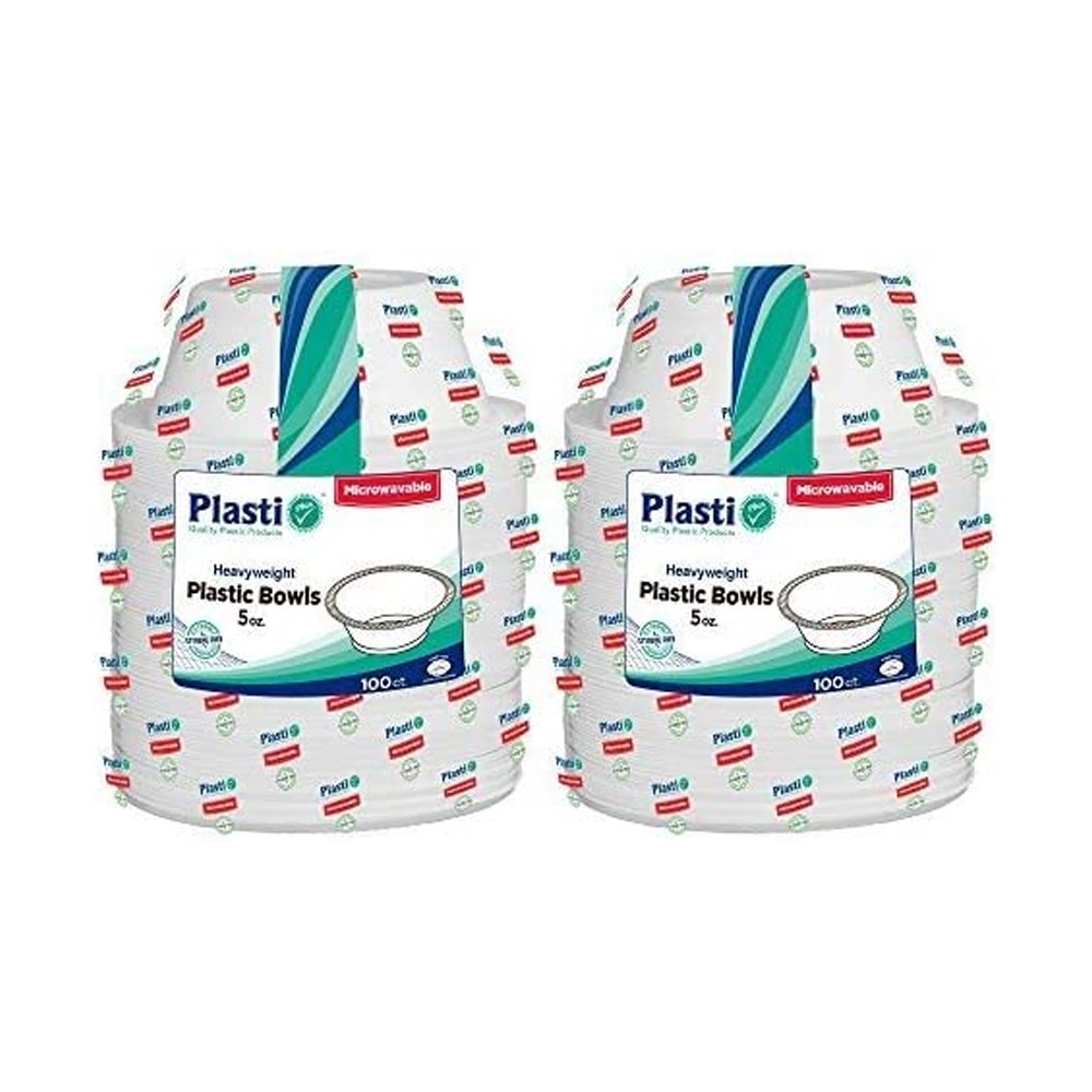 PPB5-100 Plasti Plus 5 oz. White Plastic Bowl 8/100 cs - PPB5-100 5z WHT PLASTIPLUS BWL