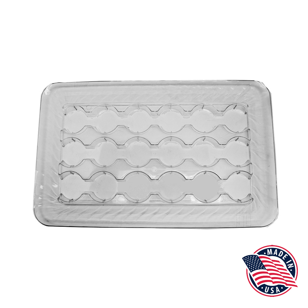 1267 Clear 18"x12"x1.5" 18 Cavity Plastic Cupcake Platter 10/cs