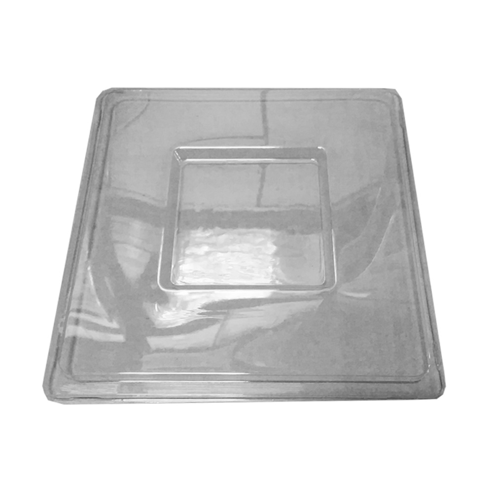 1763 Clear 96 oz. Square Plastic Lid for Bowls 50/cs - 1763 CLR SQ LID FOR 96z BOWL